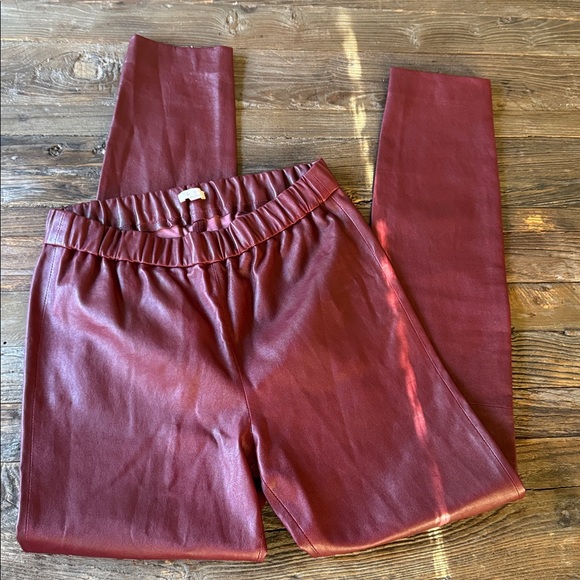 J. Crew Collection oxblood stretch leather pull on skinny pants size 10 - Picture 5 of 11